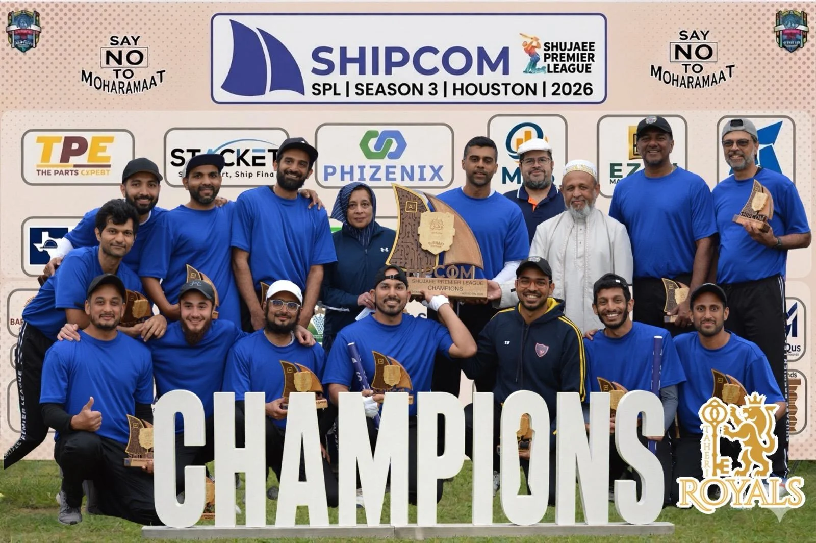 Houston championship group gathered with tournament awards